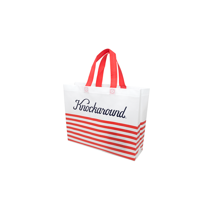 Knockaround tote bag, white with red stripes