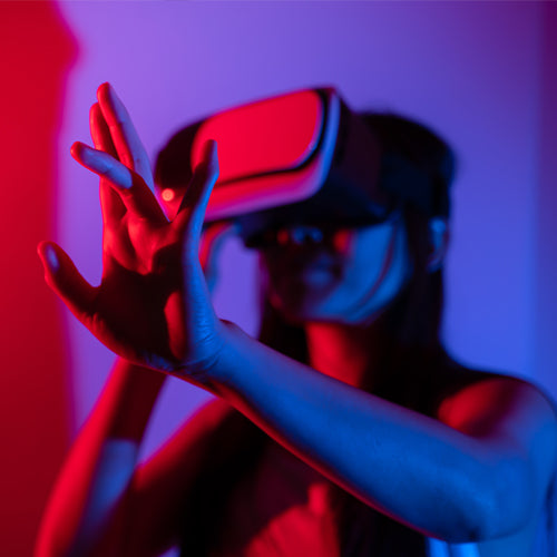 Woman wearing VR glasses