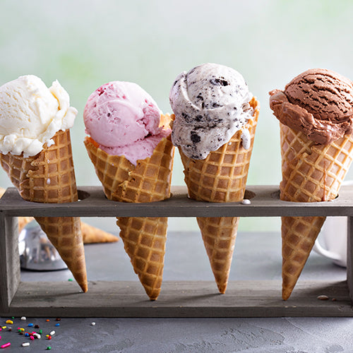 Variety of ice cream cones