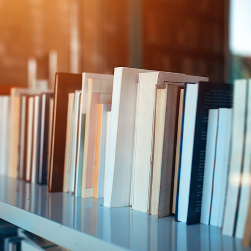 Various books on a bookshelf