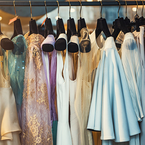 Fashionable clothes on a rack