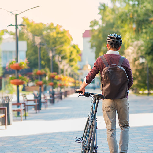 Man commuting to work by bike