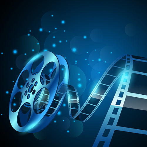 Illustration of film reel stripe on abstract background