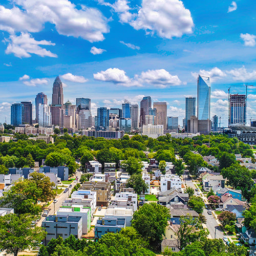 Aerial Skyline View of Downtown Charlotte, North Carolina