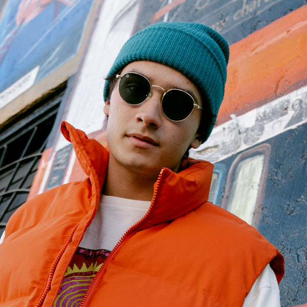 Men wearing Gold / Aviator Green Love & Haights Sunglasses