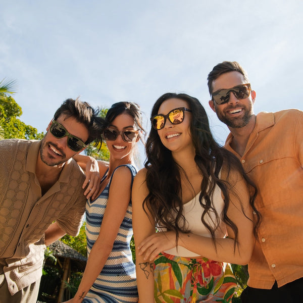 Models wearing an assortment of Knockaround sunglasses