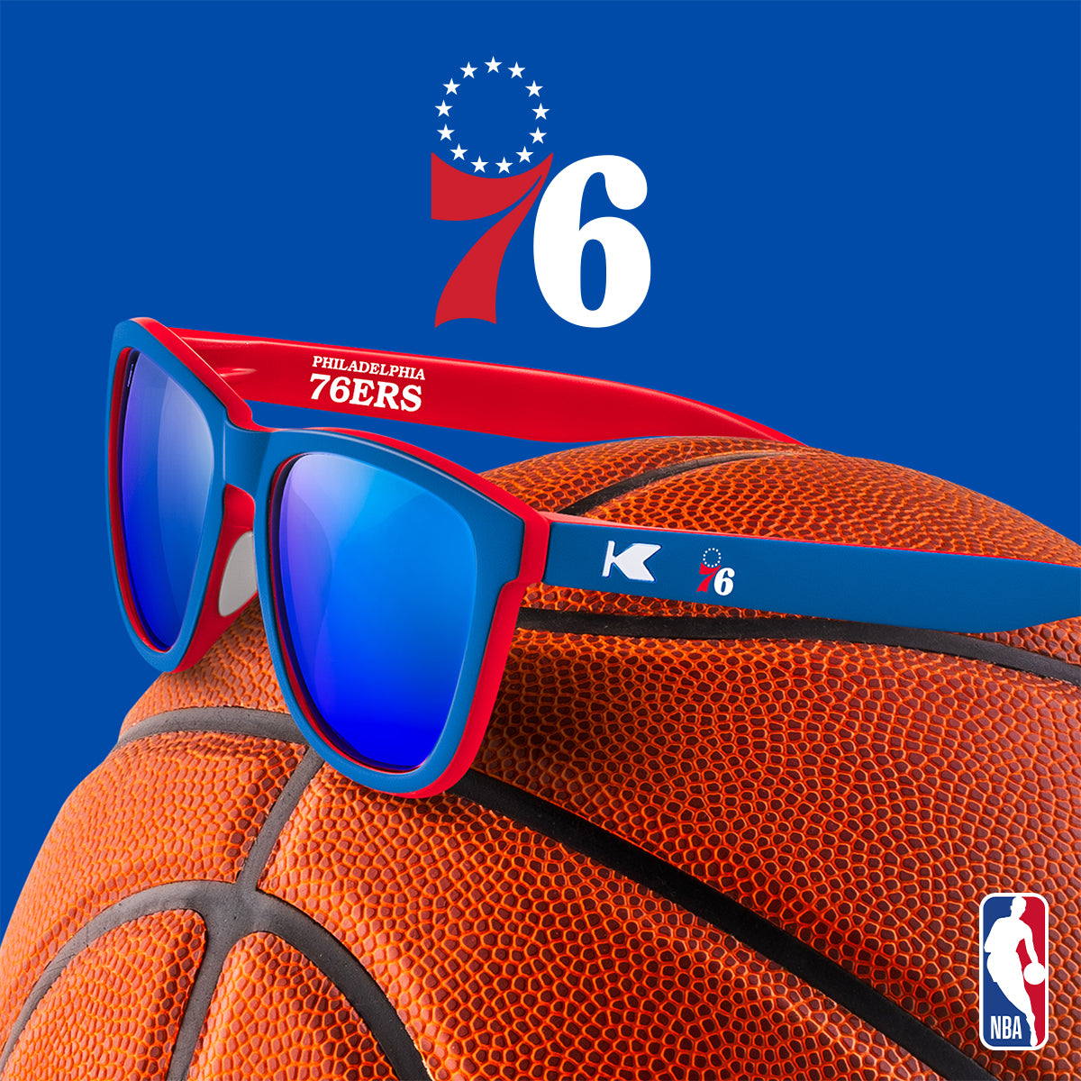 Justice Valley サムボーイ6.2ショート.ミッドレングス Philadelphia 76ers Sunglasses | Knockaround.com