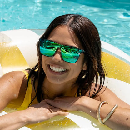 Woman wearing Ibiza Afters sunglasses