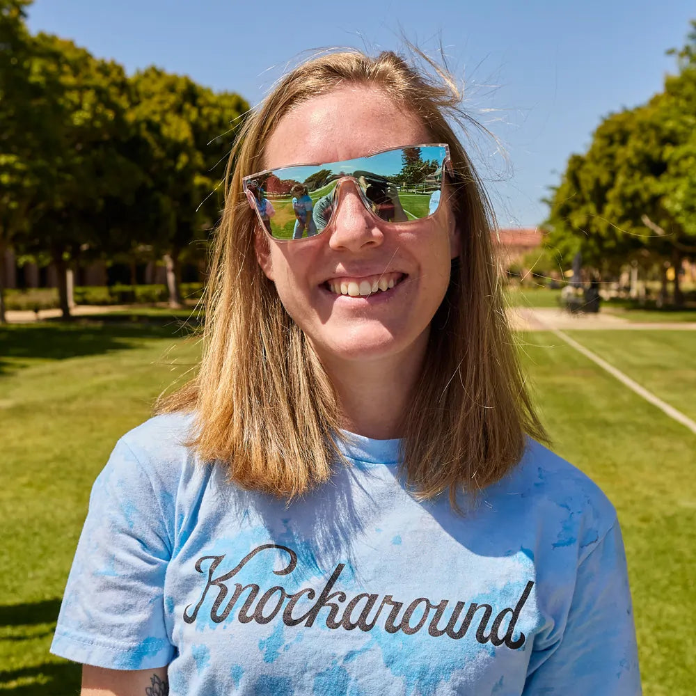 Woman wearing Live Free or Tie-Dye Afters Sunglasses
