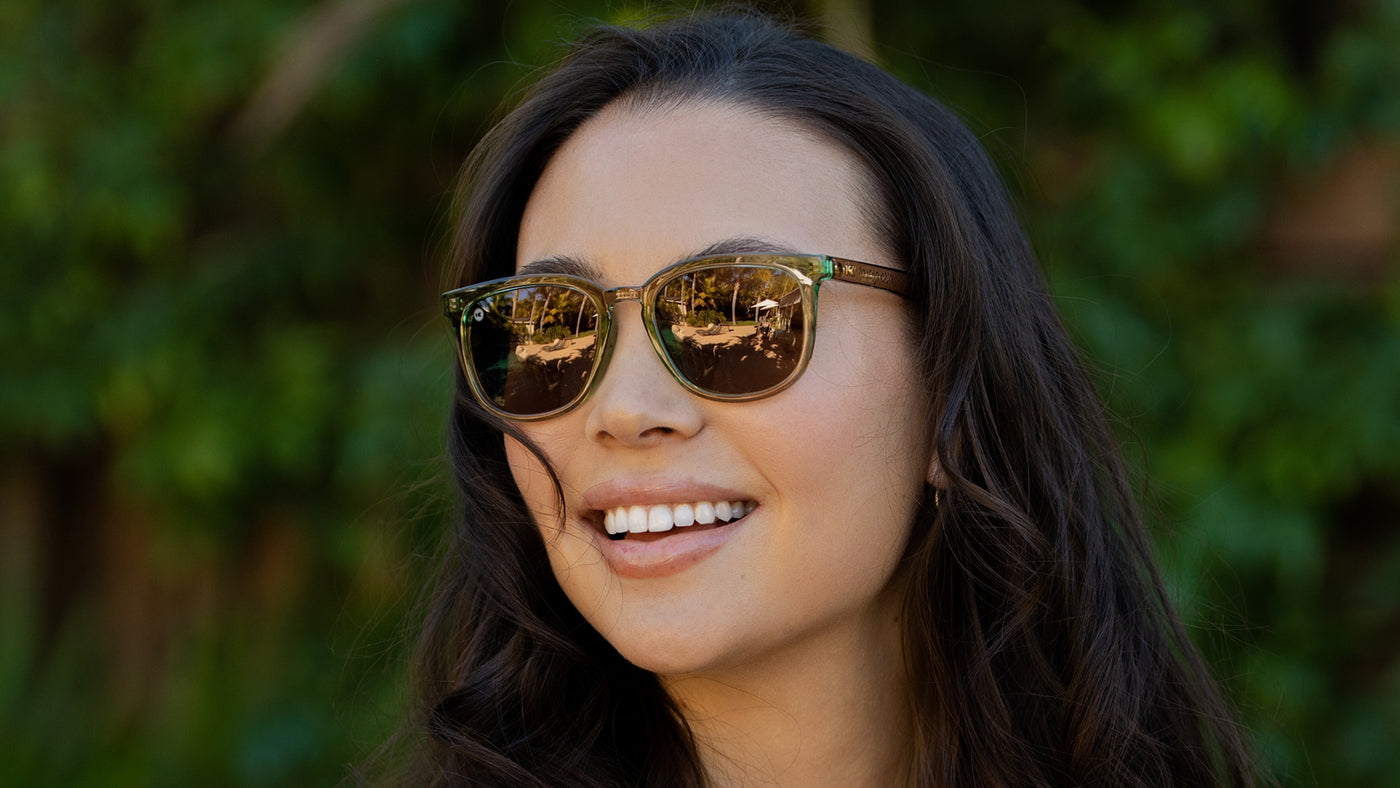 Women wearing Aged Sage / Amber Paso Robles Sunglasses