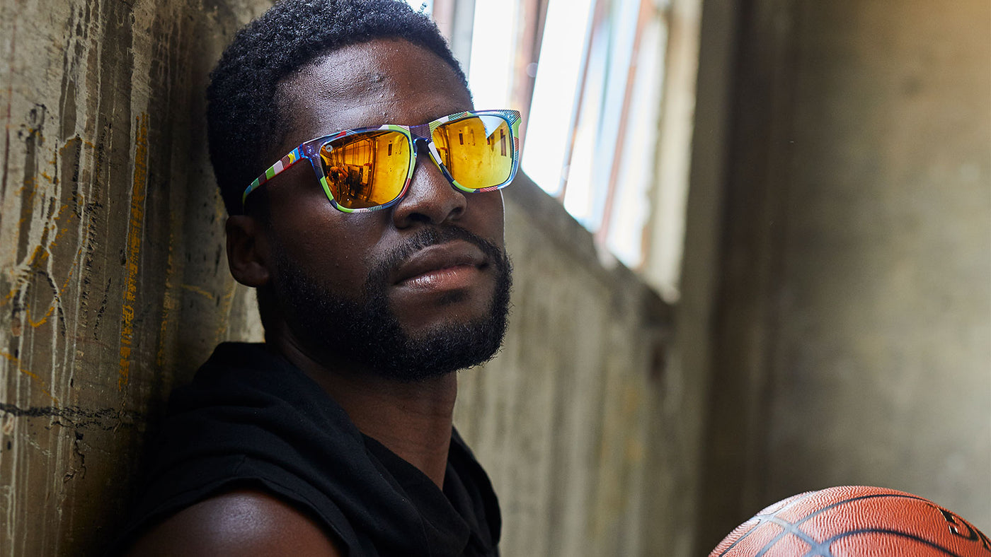 Sunglasses with Apex Frames and Polarized Yellow Lenses. Model