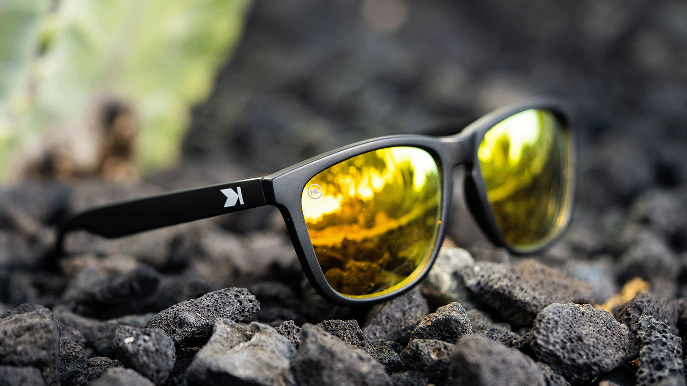 Knockaround Classic Polycarbonate Polarized Sunglasses UV 400 Black Orange Lens