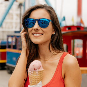 Women wearing Blueberry Geode Mai Tais Sunglasses