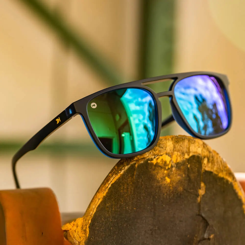 Rubberized Navy Rider Brightsides Sunglasses with Blue Lens