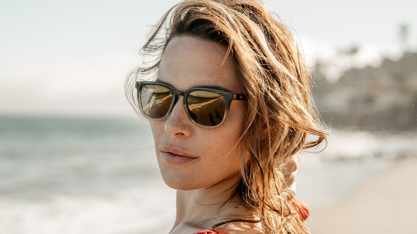 Sunglasses with Brown Frames and Polarized Gold Lenses, Model