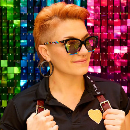Women wearing Rainbow on My Parade Deja Views Sunglasses
