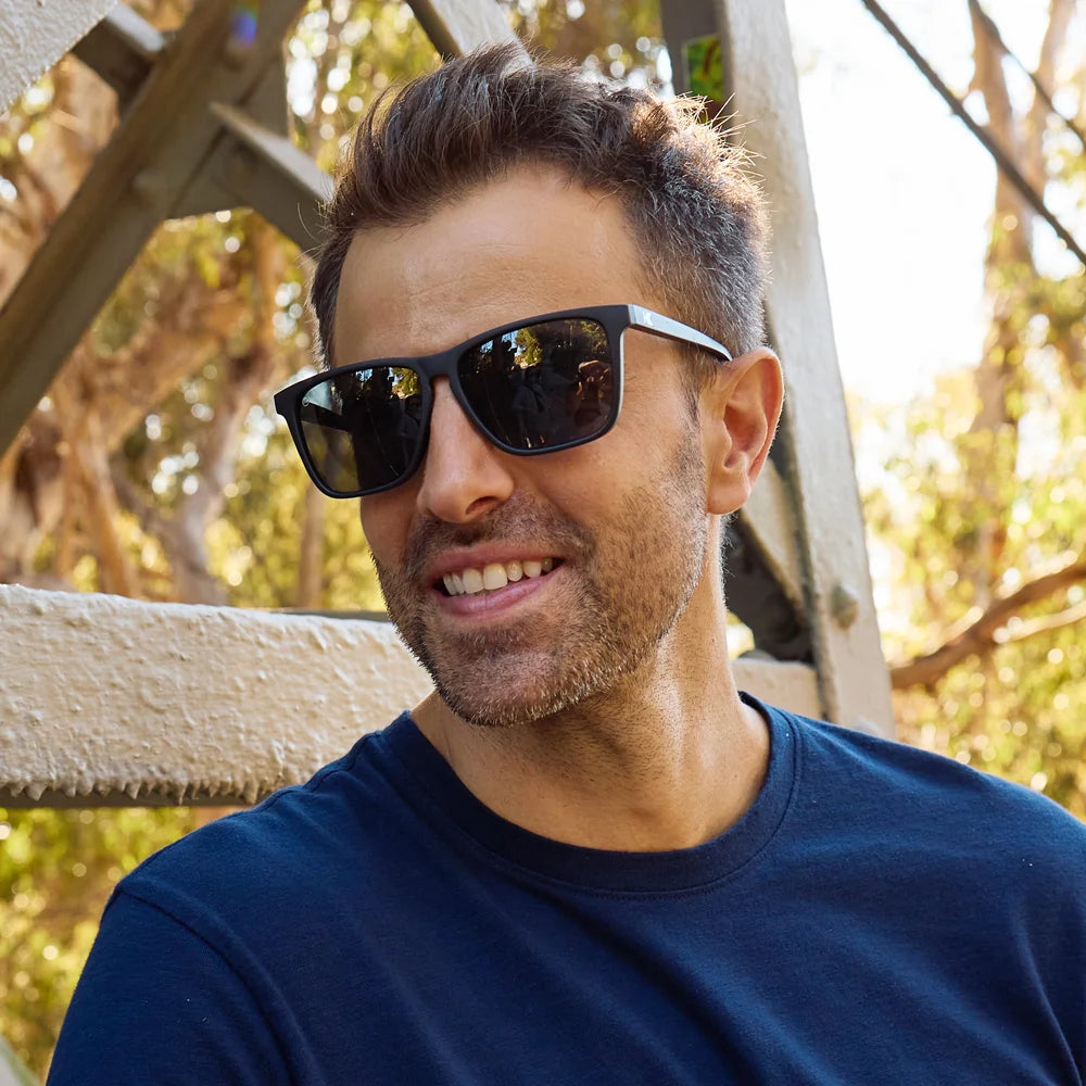 Men wearing Black on Black Fast Lanes Sunglasses