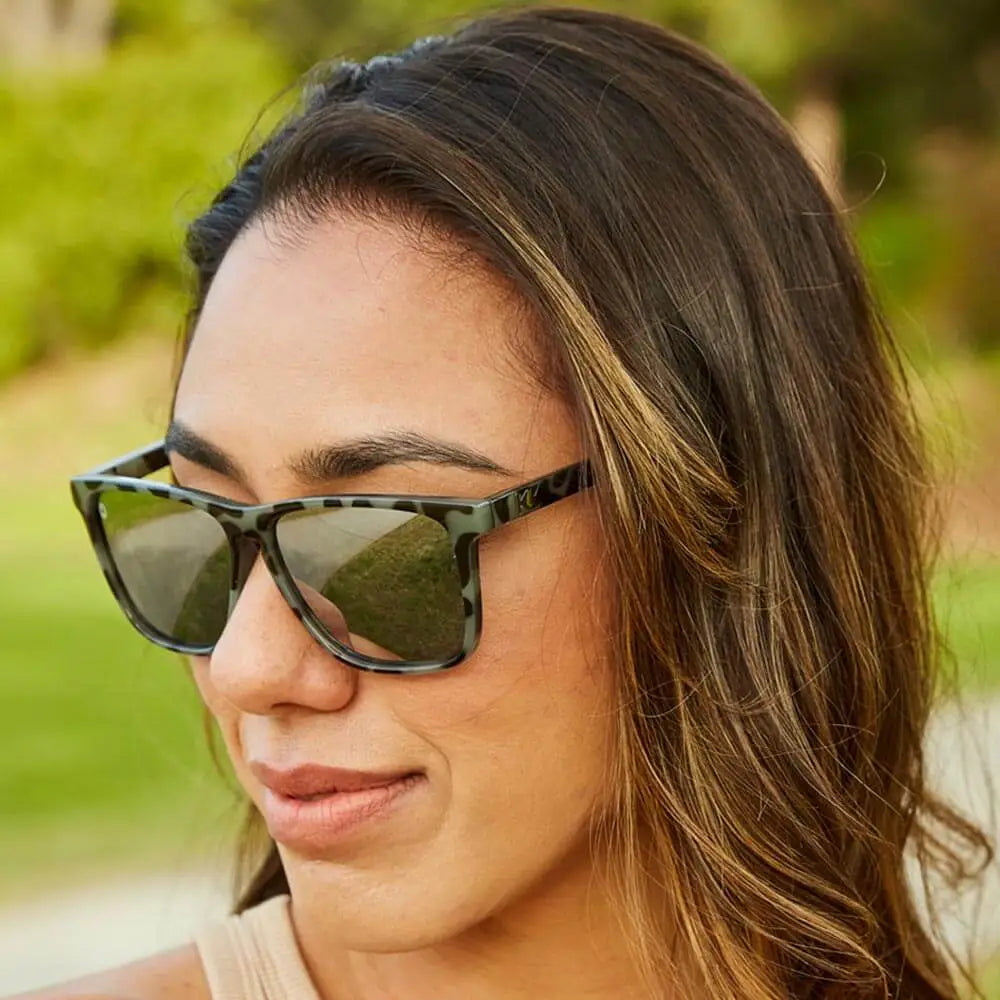 Women wearing Granite Tortoise Shell / Silver Smoke Fast Lanes Sunglasses