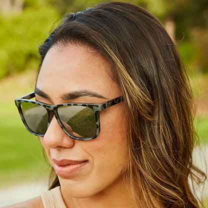 Women wearing Granite Tortoise Shell / Silver Smoke Fast Lanes Sunglasses