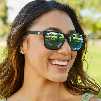 Women wearing Matte Black / Sky Blue Fast Lanes Sunglasses