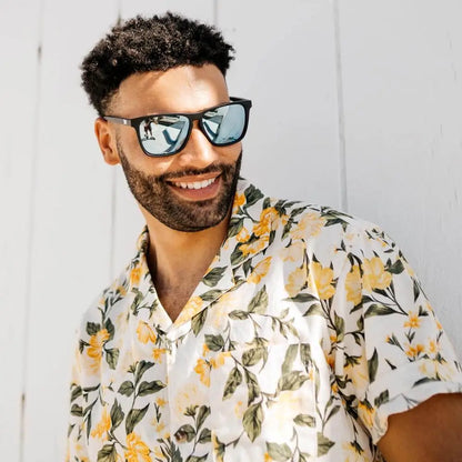 Men wearing Matte Black / Sky Blue Fast Lanes Sunglasses