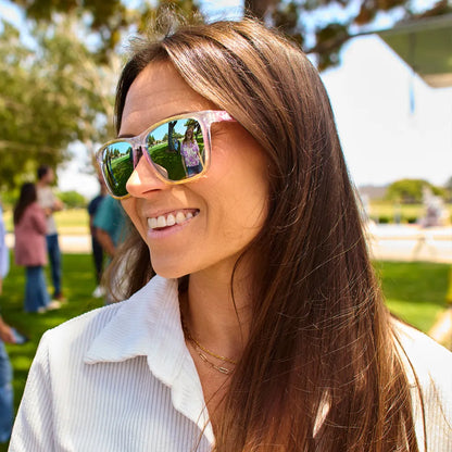 Women wearing Rainbow Sno-Cone Fast Lanes Sunglasses
