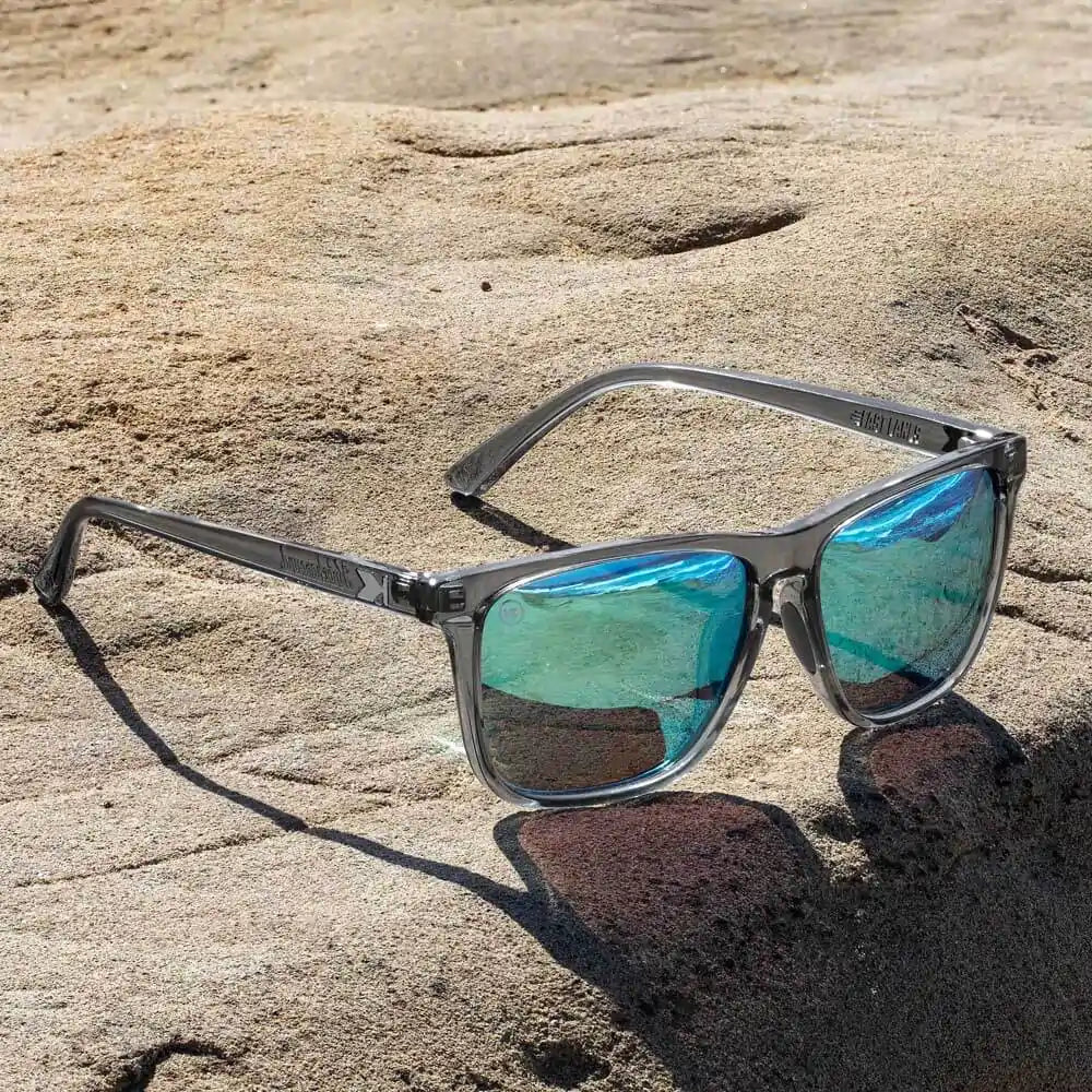 Lifestyle photo of Clear Grey / Aqua Fast Lanes Sport Sunglasses