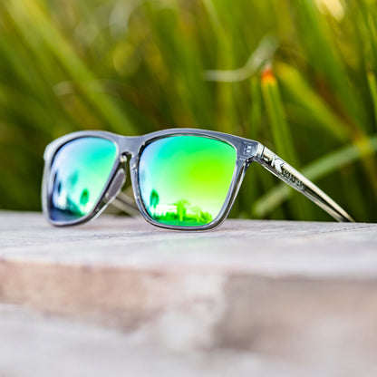 Lifestyle photo of Clear Grey / Green Moonshine Fast Lanes Sport Sunglasses