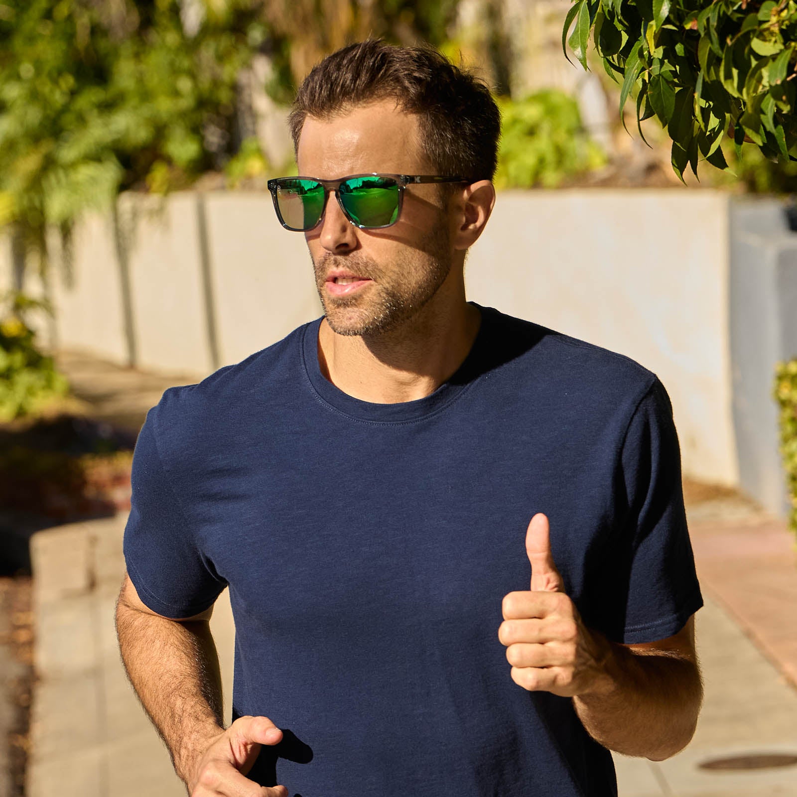 Men wearing Clear Grey / Green Moonshine Fast Lanes Sport Sunglasses