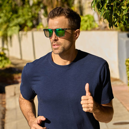 Men wearing Clear Grey / Green Moonshine Fast Lanes Sport Sunglasses