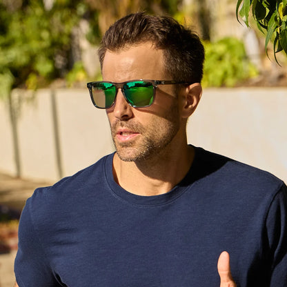 Men wearing Clear Grey / Green Moonshine Fast Lanes Sport Sunglasses