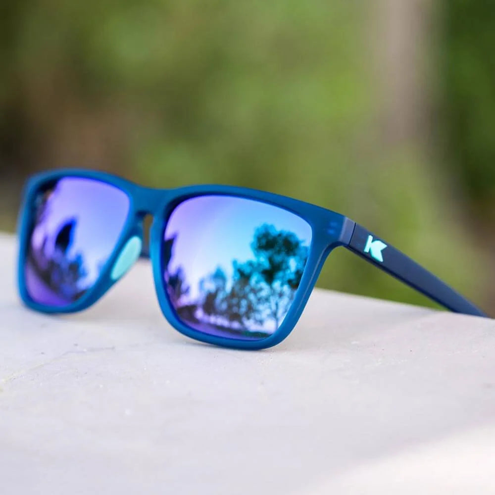 Lifestyle photo of Rubberized Navy / Mint Fast Lanes Sport Sunglasses