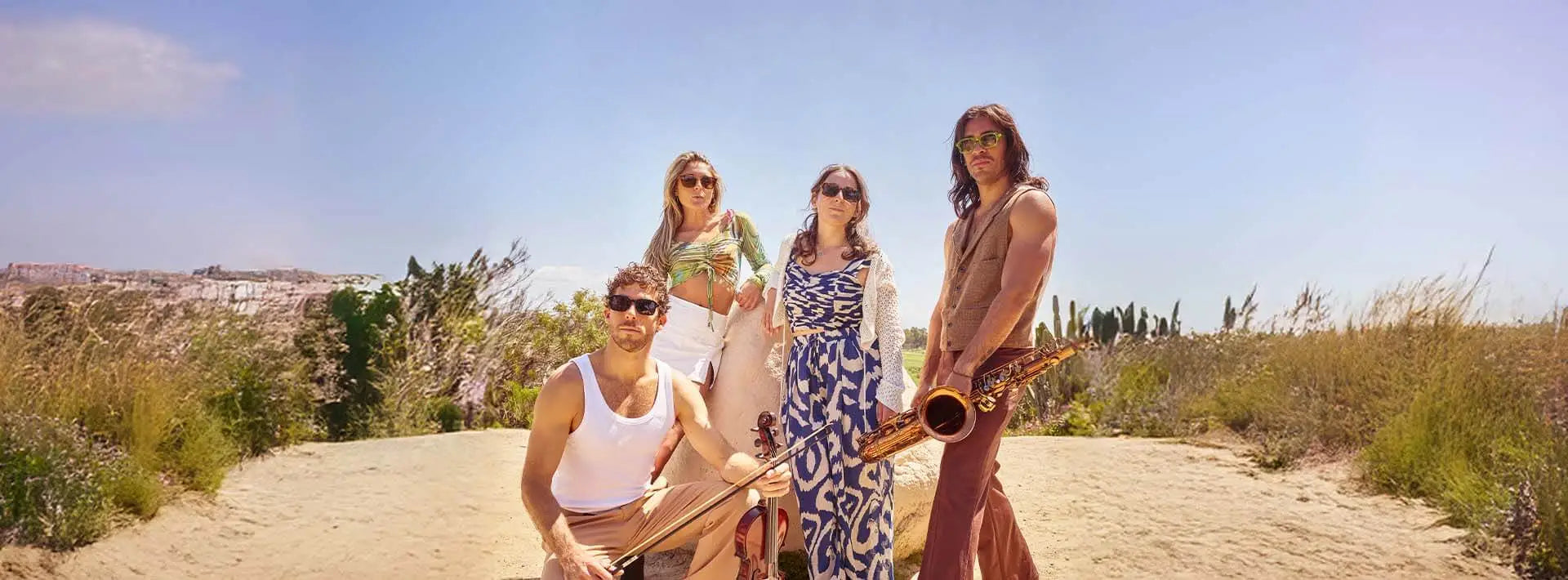 Mens wearing Panoramas Sunglasses and Womens wearing Cloud Catchers Sunglasses