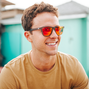 Men wearing Frosted Grey / Red Sunset Classics Sunglasses