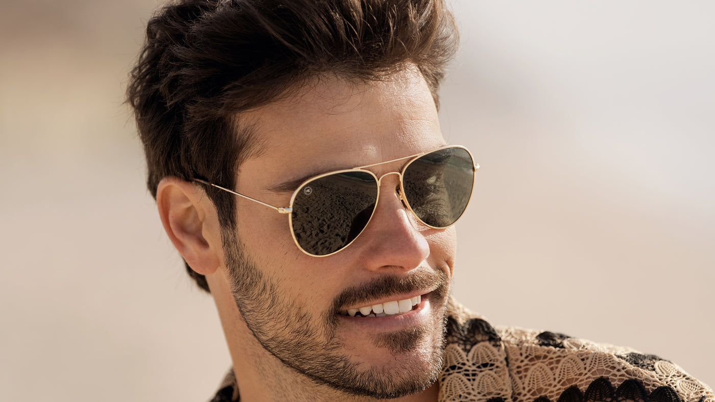 Men wearing Gold / Aviator Green Mile Highs Sunglasses