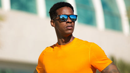 Sport Sunglasses with Jelly Black Frame and Polarized Sky Blue Lenses