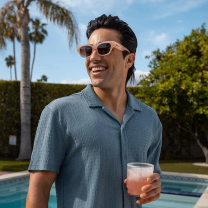 Man wearing Vintage Rose Junipers sunglasses