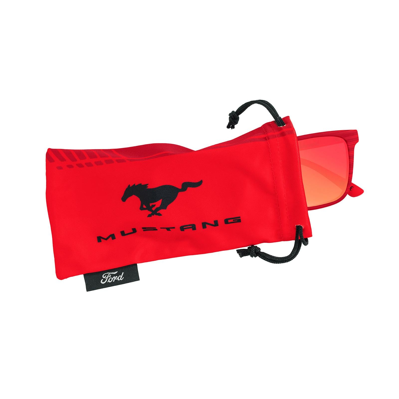 Trendy Square Red Polarized Ford Mustang Sunglasses, Red Mirror Lenses Trendy Square Red Polarized Ford Mustang Sunglasses, Red Mirror Lenses