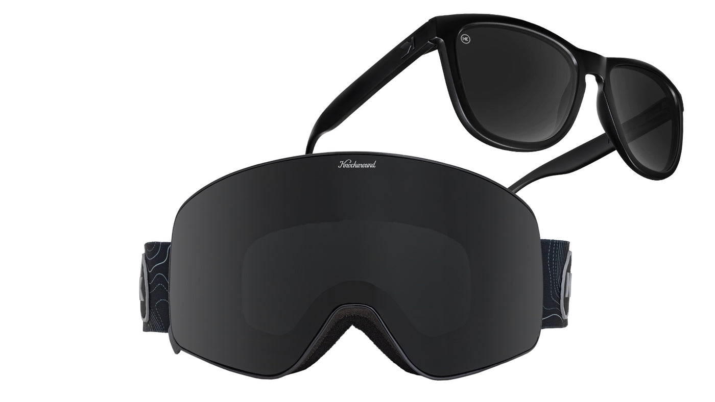 All Black Premiums Sunglasses and Slingshots Snow Goggles Bundle, Main