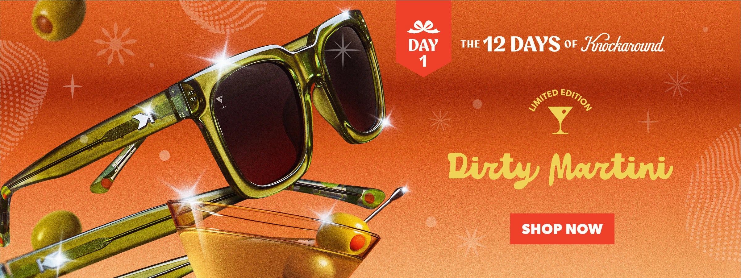 Day 1: 12 Days of Knockaround. Dirty Martini Limited Edition. Shop Now