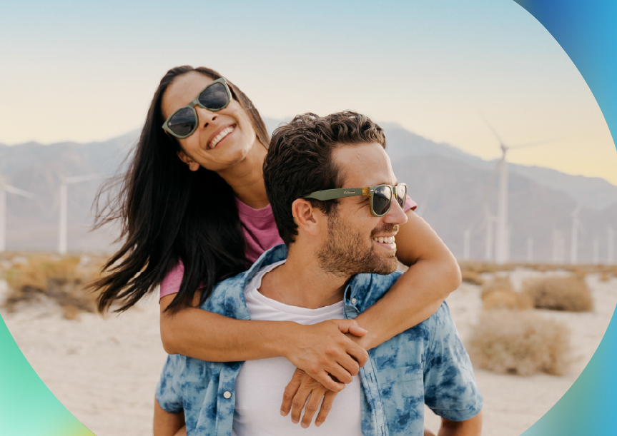 Man and woman wearing Coyote Calls Fort Knocks
