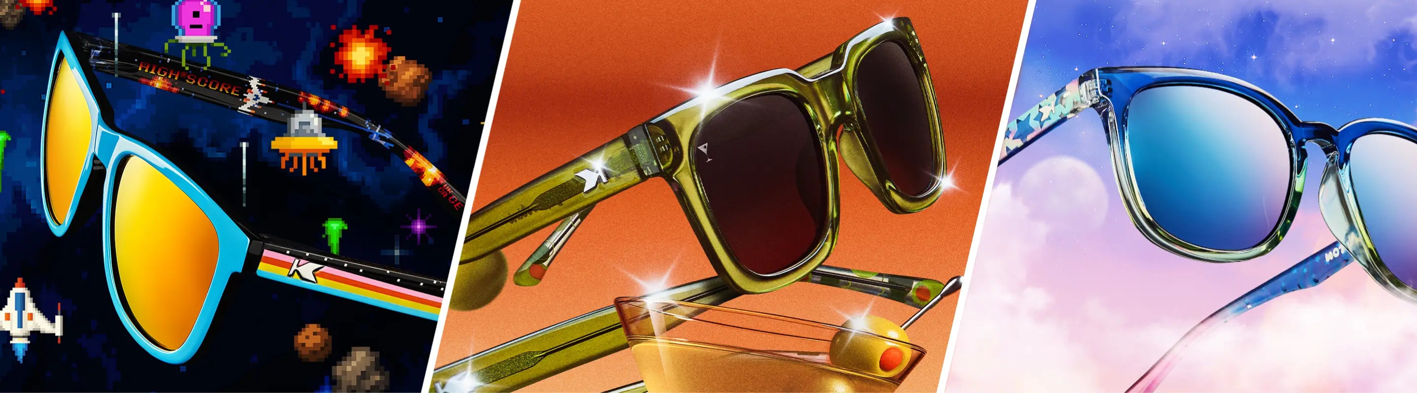 High Score sunglasses, Dirty Martini Limited Edition Songbirds sunglasses, Cosmic Cotton sunglasses