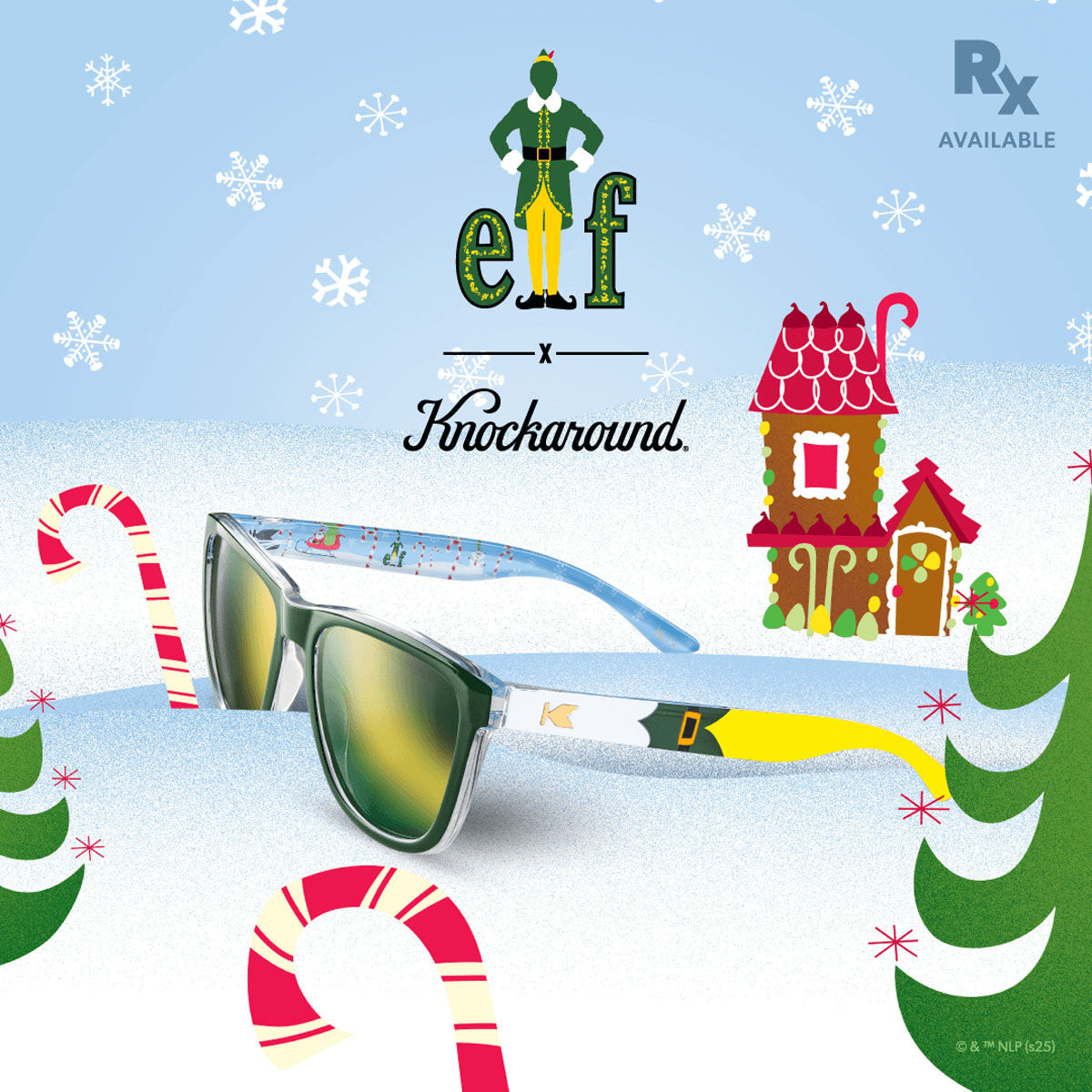 Polarized Square Medium Buddy the Elf Sunglasses w/ Green Lenses