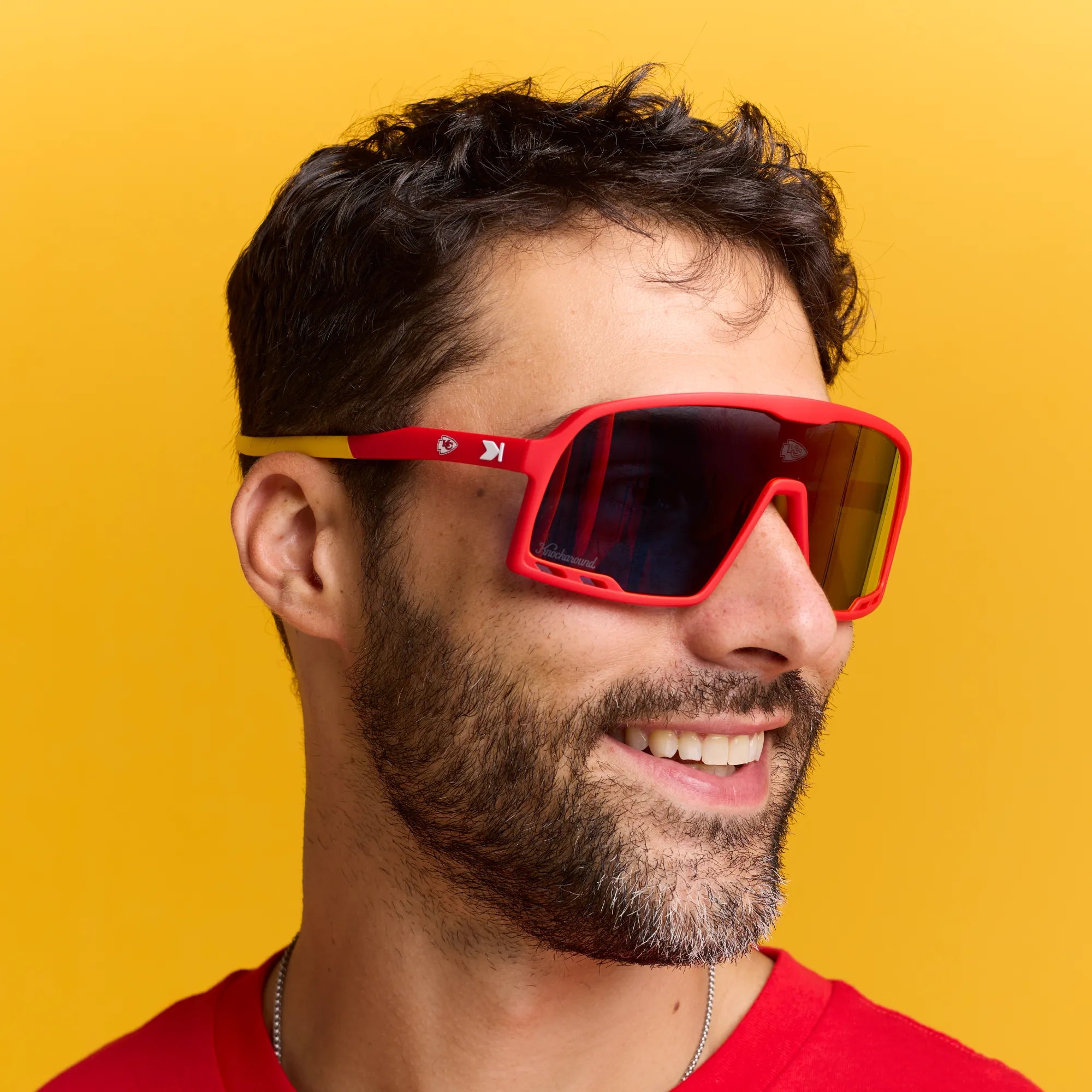 goggles near me Kansas City Chiefs Wraparound Sport Sunglasses w/ Yellow Shield Lens