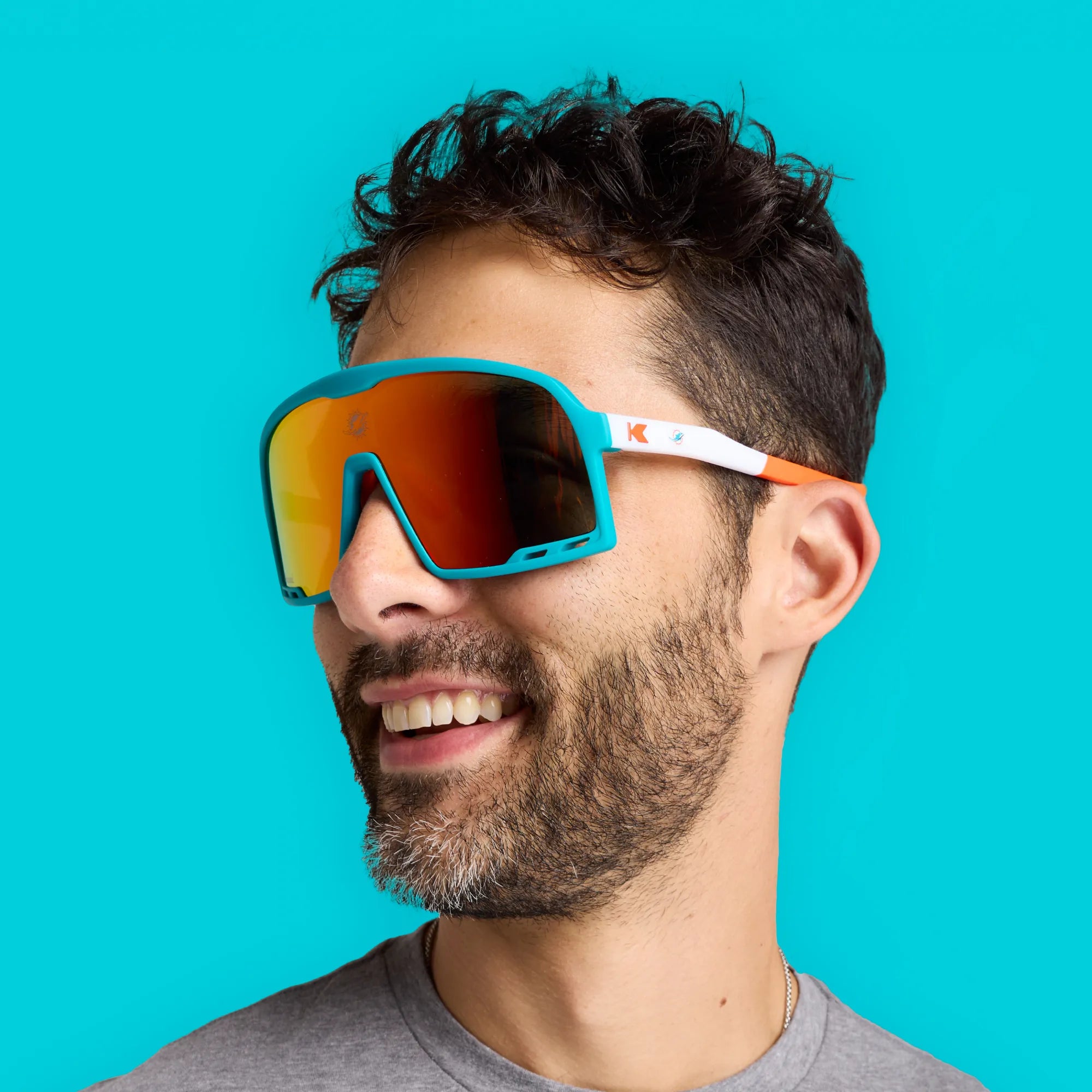 Miami Dolphins Wraparound Shield Sport Sunglasses Non-Polarized Lens Miami Dolphins Wraparound Shield Sport Sunglasses Non-Polarized Lens