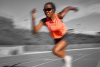 Woman wearing Black on Black Flight Paths while running