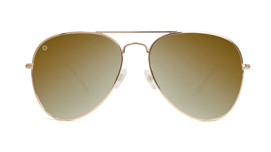 Sunglasses with Gold Metal Frame and Polarized Gold Lenses, Front