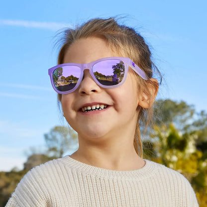 Girl wearing Grape Jellyfish Kids Premiums Sunglasses