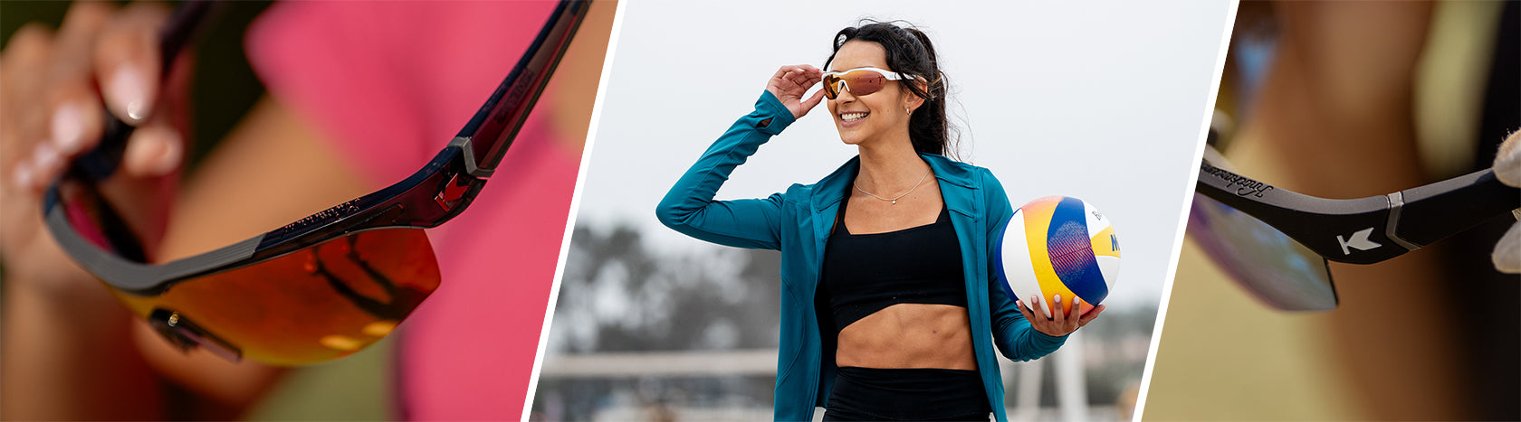 Kinetics Sunglasses: Lifestyle Photo of Kinetics Lava Sunglasses, Women wearing Starlight Kinetics Sunglasses