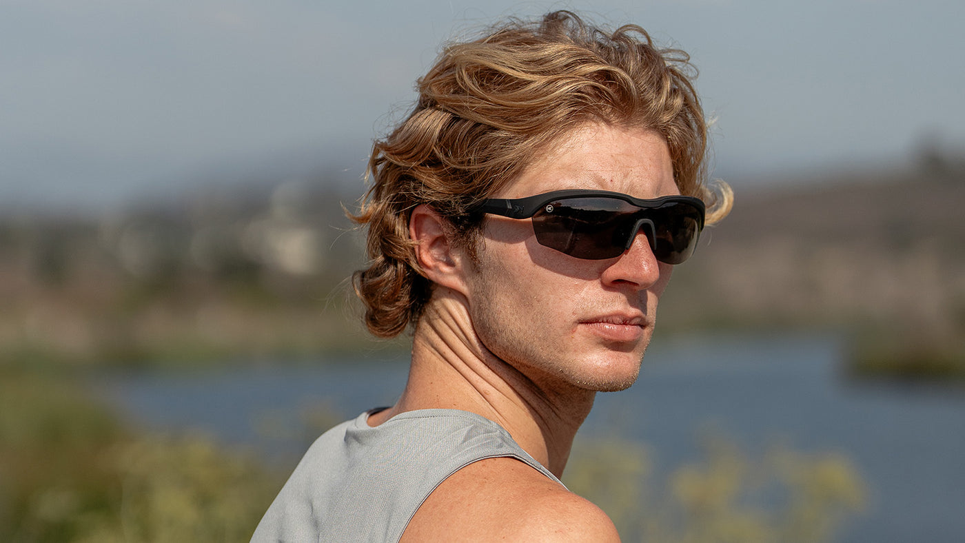 Men wearing Black on Black Kinetics Sunglasses